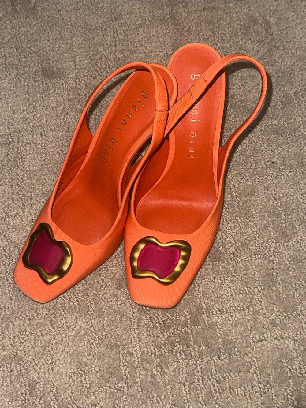 Gianni Bini Orange Slingback Pumps with Gold & Pink Accent